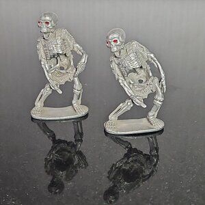 Ral Partha Pewter Skeleton Warrior Lot 2 Jewel Eyed Undead Vintage DnD Figurine